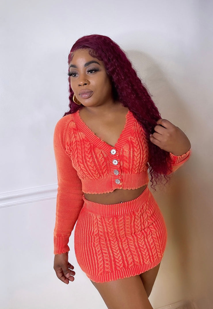 Knit Two Pc Set (Orange)